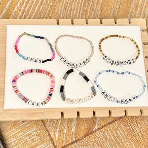 Swiftie Bracelet Set 6 Pc Eras Fearless Evermore 1989 Anti Hero Stretch Stack